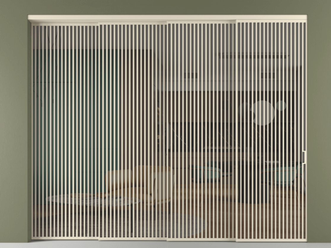 Перегородка Формато внутри проёма 4 створки с синхронным механизмом АЛПР 040.06 Алюминий бежево-серый Прозрачное серое стекло, триплекс. Цена 5876539 ₸ 1. Полотно 4 шт. (800/2100 мм)
2. Комплект установки раздвижной системы
3. Базовый комплект фурнитуры
4. Комплект фурнитуры телескопик синхро-3
5. Ручка Рондо. Фабрика дверей Волховец 8 (800) 551 43 19 Перегородка Формато внутри проёма 4 створки с синхронным механизмом АЛПР 040.06 Алюминий бежево-серый Прозрачное серое стекло, триплекс Цена 5876539 ₸ | Volhovec