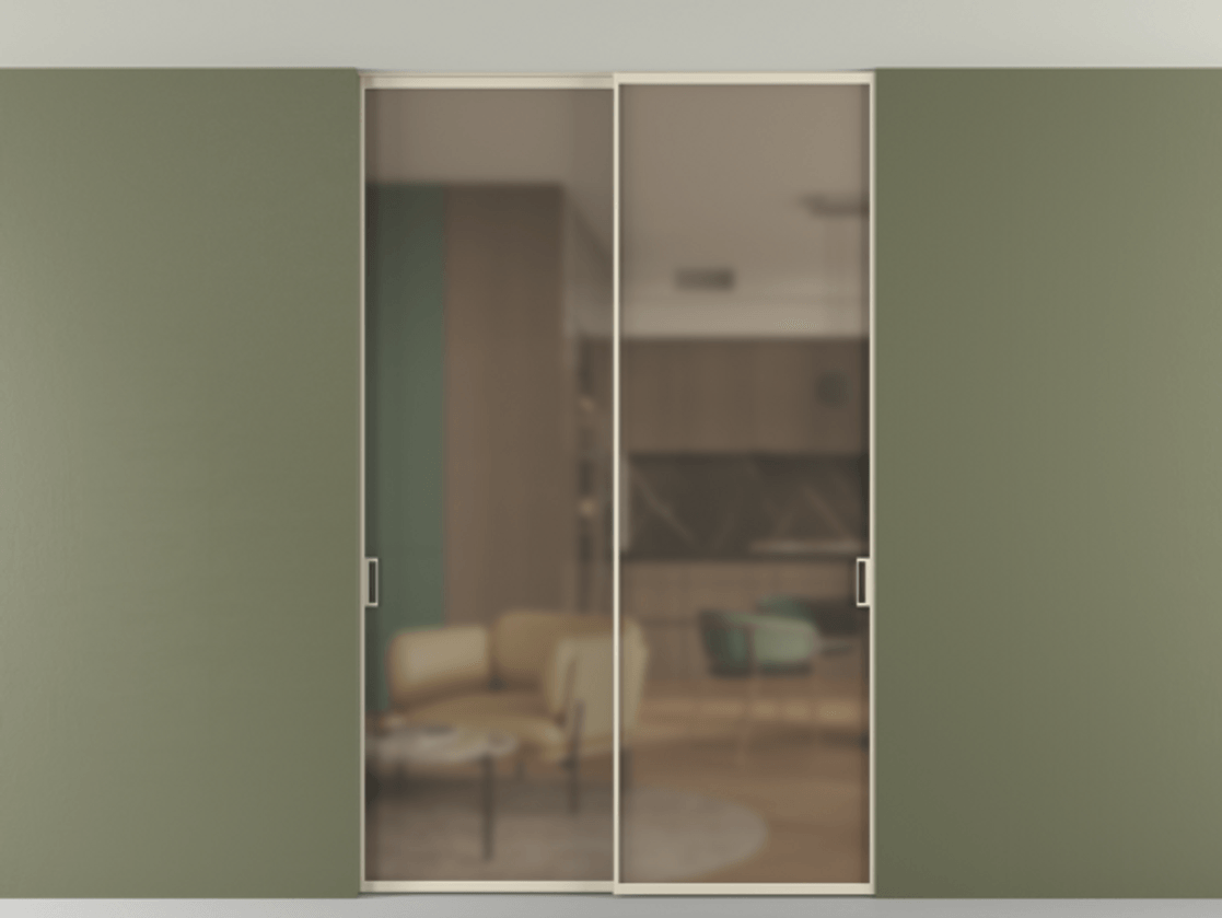 Перегородка Формато внутри проёма скрытое крепление в потолок 2 створки АЛПР 040.01 Алюминий бежево-серый Сатинированное бронзовое стекло, триплекс. Цена 1809146 ₸ 1. Полотно 2 шт. (800/2100 мм)
2. Комплект установки раздвижной системы
3. Базовый комплект фурнитуры
4. Ручка Рондо. Фабрика дверей Волховец 8 (800) 551 43 19 Перегородка Формато внутри проёма скрытое крепление в потолок 2 створки АЛПР 040.01 Алюминий бежево-серый Сатинированное бронзовое стекло, триплекс Цена 1809146 ₸ | Volhovec