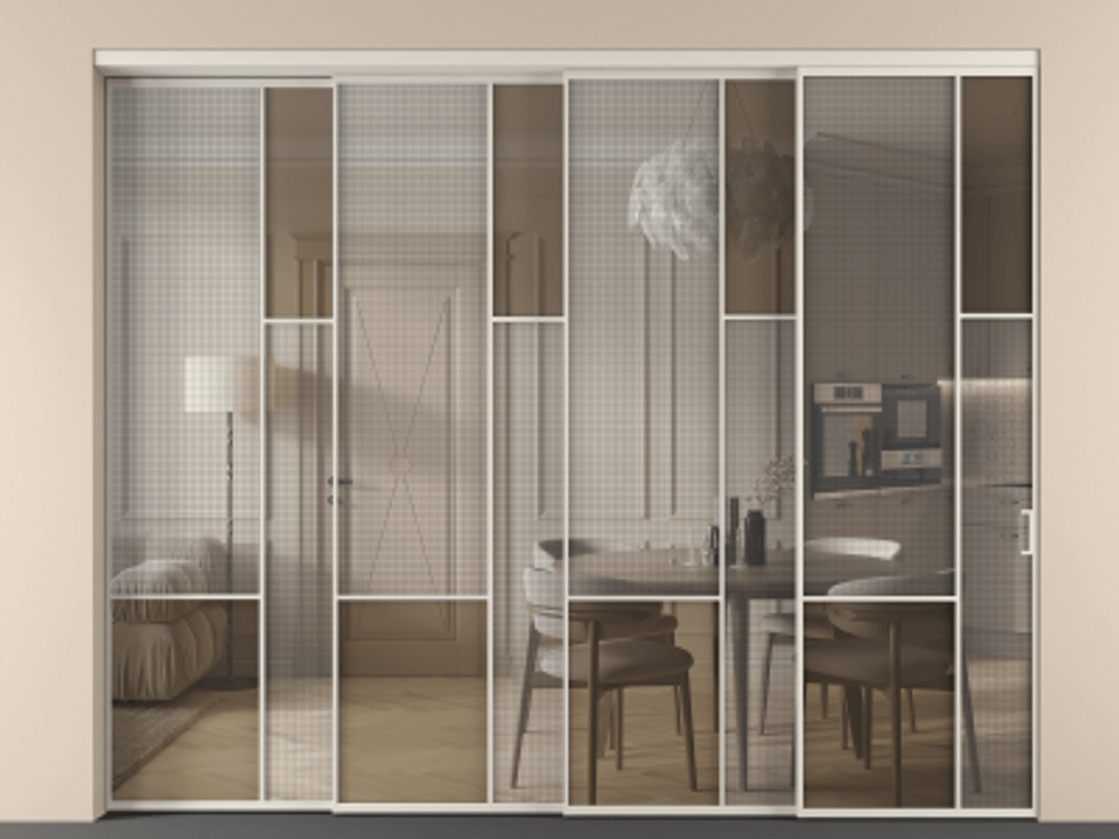Перегородка Mosaic внутри проема телескопик синхро-4 #VENDORCODE# #FURNISH# #GLASS# Цена #PRICE# #CURRENCY# | Volhovec