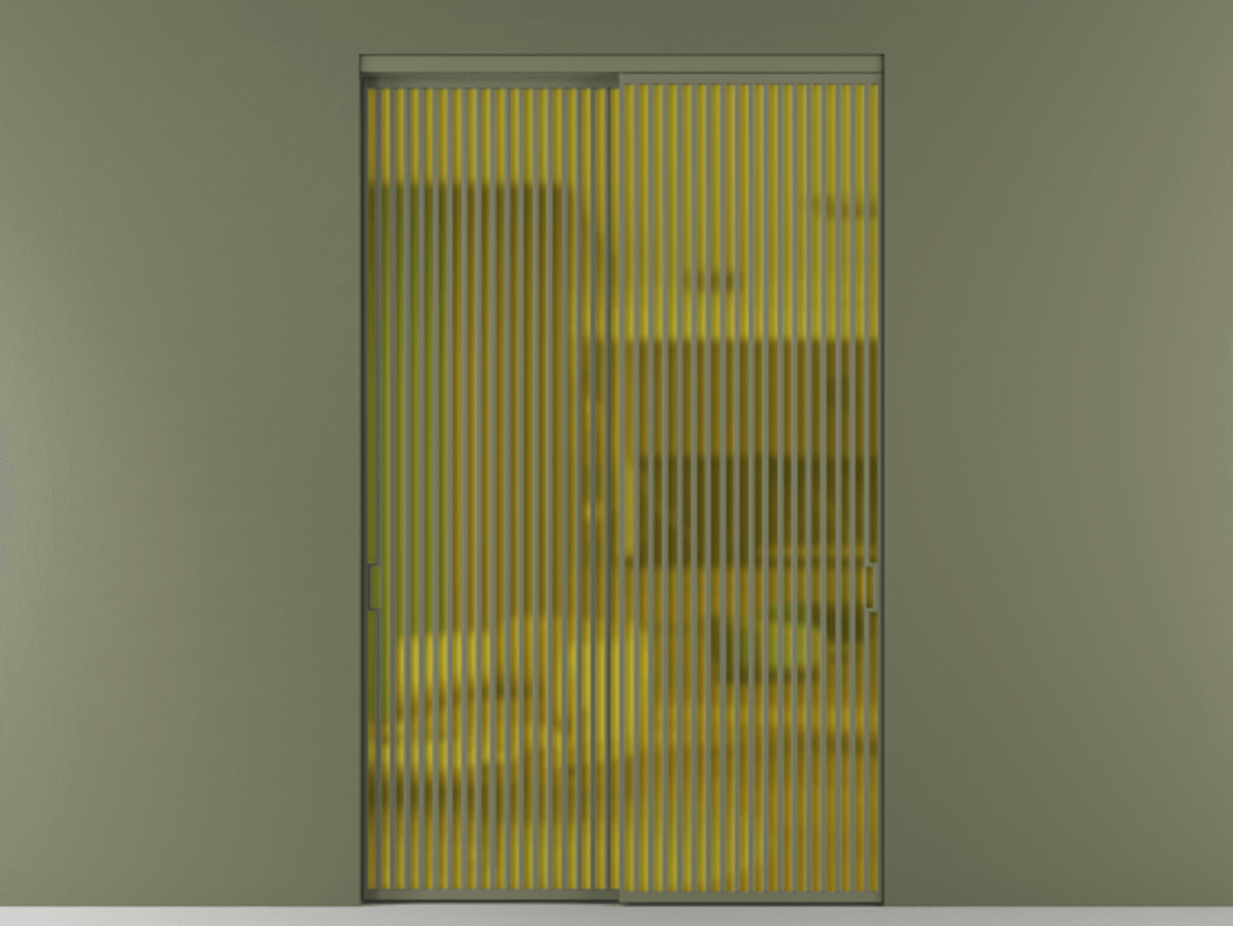 Перегородка Formato внутри проёма 2 створки АЛПР 040.06 Алюминий оливковый тёмный Сатинированное жёлтое стекло, триплекс Цена 4322430 ₸  | Volhovec