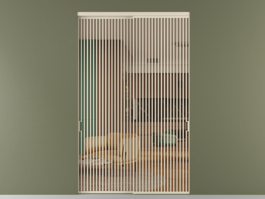 Перегородка Formato внутри проёма 2 створки АЛПР 040.06 Алюминий бежево-серый Прозрачное оранжевое стекло, триплекс Цена 4107800 ₸  | Volhovec