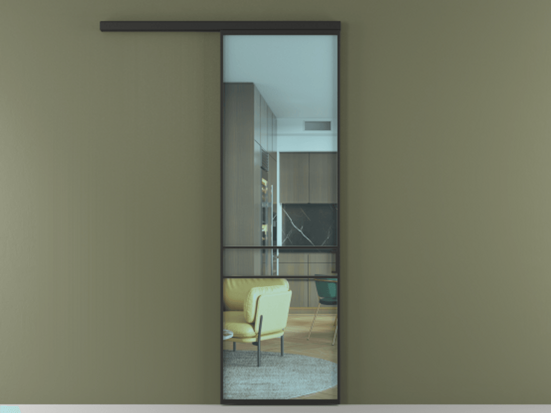 Перегородка Formato вдоль стены 1 створка АЛПР 040.02 Алюминий Черный Прозрачное голубое стекло, триплекс Цена 635900 ₸  | Volhovec