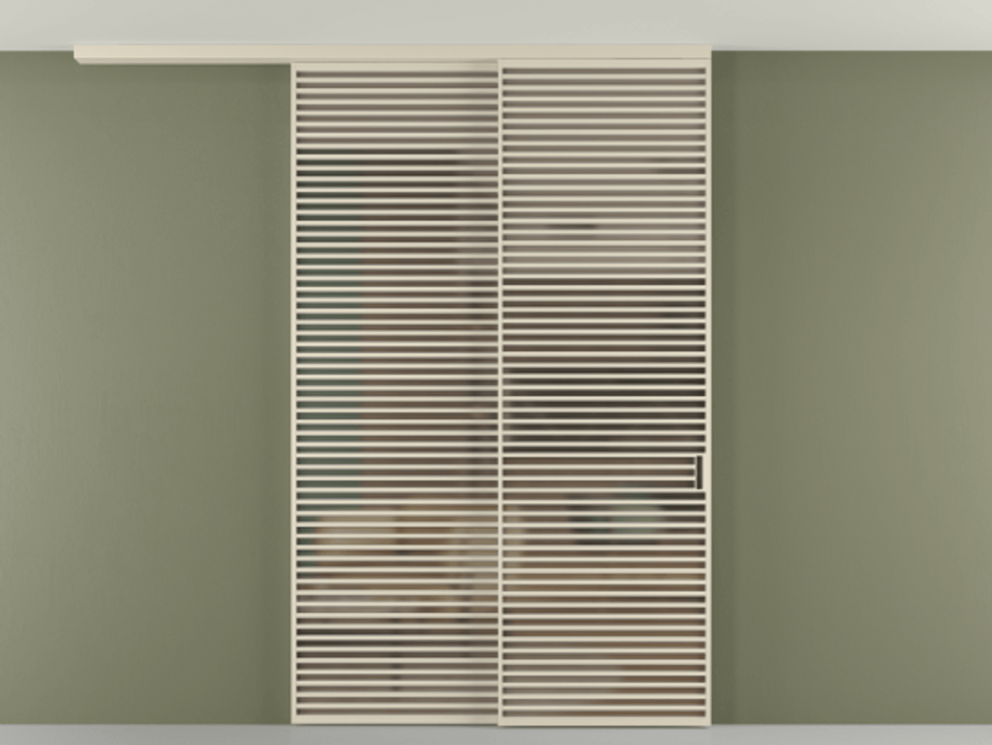 Перегородка Формато вдоль стены на потолок 2 створки с синхронным механизмом АЛПР 040.07 Алюминий бежево-серый Сатинированное бронзовое стекло, триплекс Цена 3981247 ₸ | Volhovec