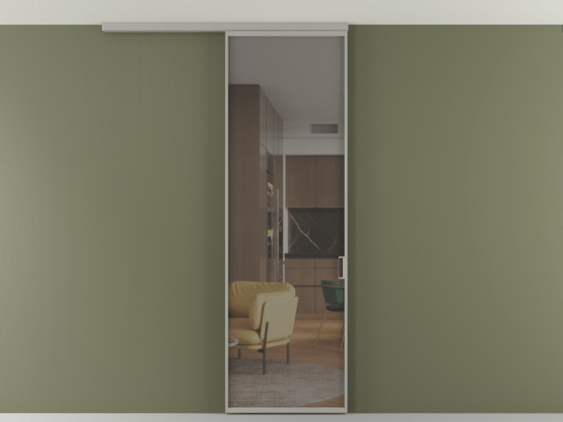 Перегородка Formato вдоль стены на потолок 1 створка АЛПР 040.01 Алюминий нейтральный серый Прозрачное серое стекло, триплекс Цена 698567 ₸ | Volhovec