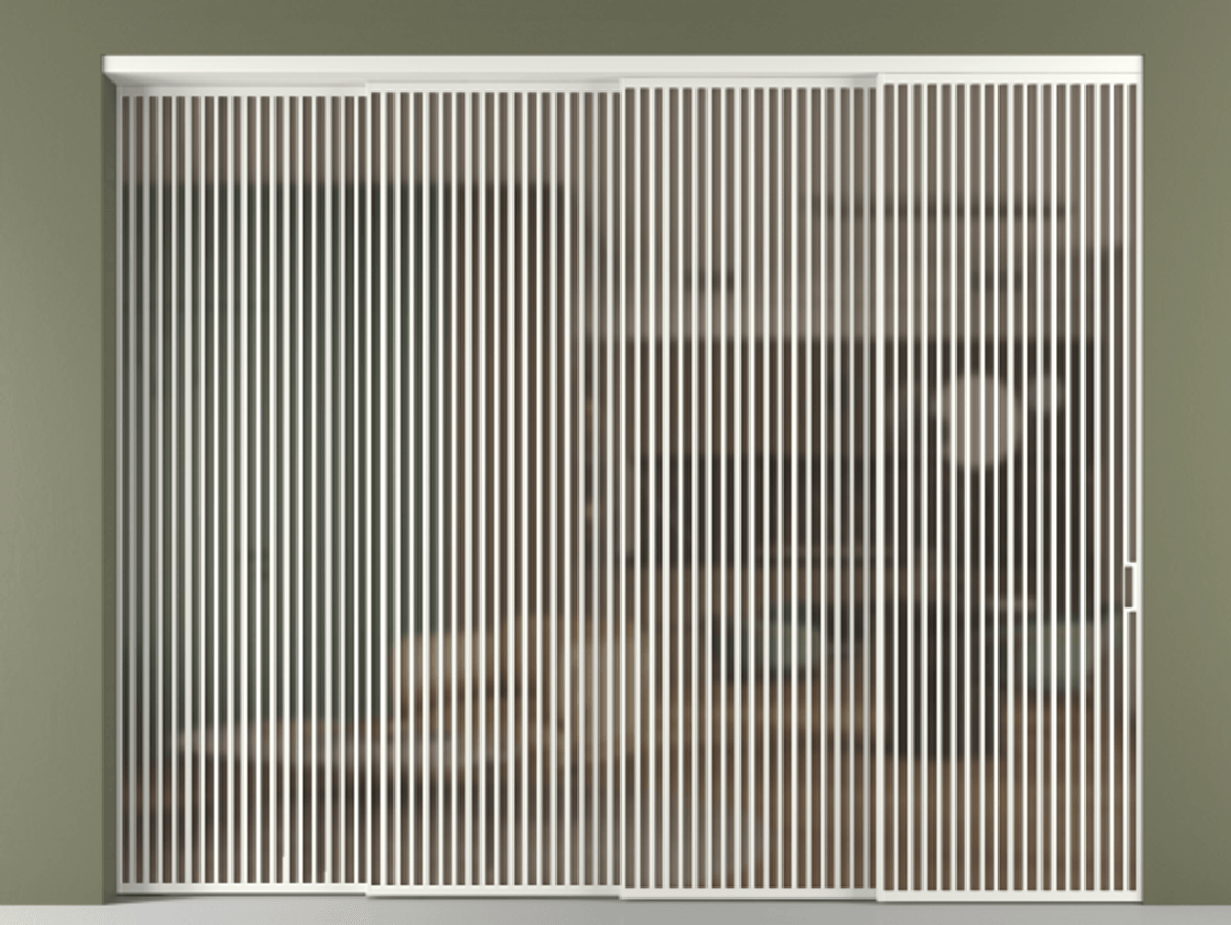 Перегородка Формато внутри проёма 4 створки с синхронным механизмом АЛПР 040.06 Алюминий светло-серый Сатинированное бронзовое стекло, триплекс Цена 5876539 ₸ | Volhovec