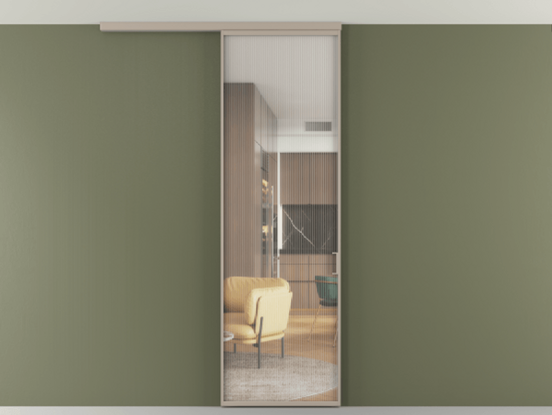 Перегородка Formato вдоль стены на потолок одностворчатая #VENDORCODE# #FURNISH# #GLASS# Цена #PRICE# #CURRENCY# | Volhovec