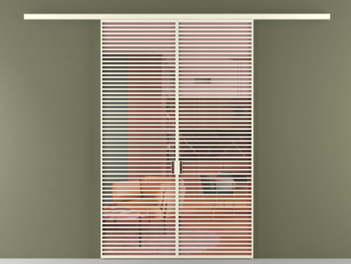 Перегородка Формато вдоль стены 2 створки АЛПР 040.07 Алюминий молочно-белый Прозрачное розовое стекло, триплекс Цена 2588922 ₸ | Volhovec