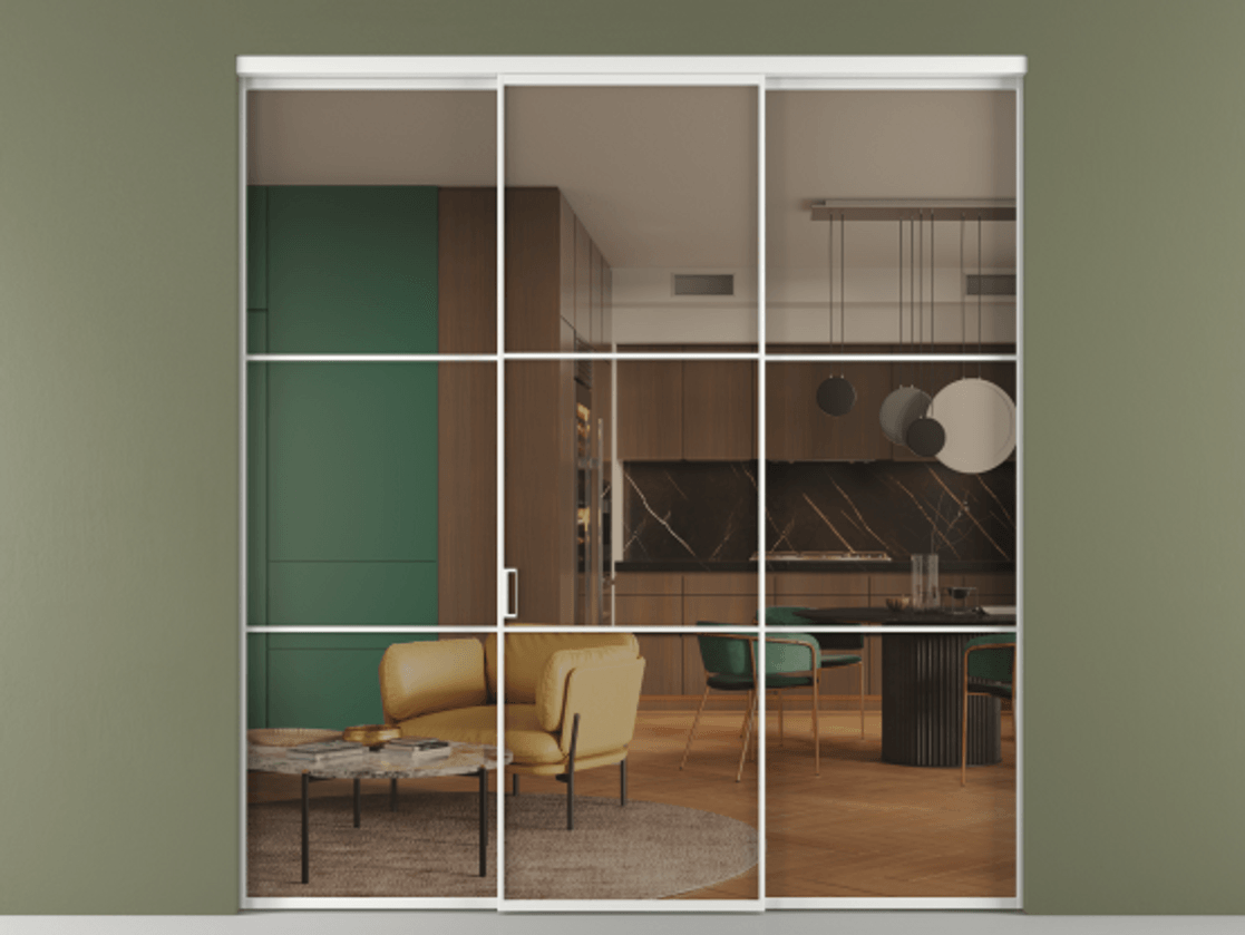 Перегородка Формато внутри проёма 3 створки АЛПР 040.03 Алюминий белоснежный Прозрачное бронзовое стекло, триплекс. Цена 1793799 ₸ 1. Полотно 3 шт. (800/2100 мм)
2. Комплект установки раздвижной системы
3. Базовый комплект фурнитуры
4.Ручка Рондо. Фабрика дверей Волховец 8 (800) 551 43 19 Перегородка Формато внутри проёма 3 створки АЛПР 040.03 Алюминий белоснежный Прозрачное бронзовое стекло, триплекс Цена 1793799 ₸ | Volhovec