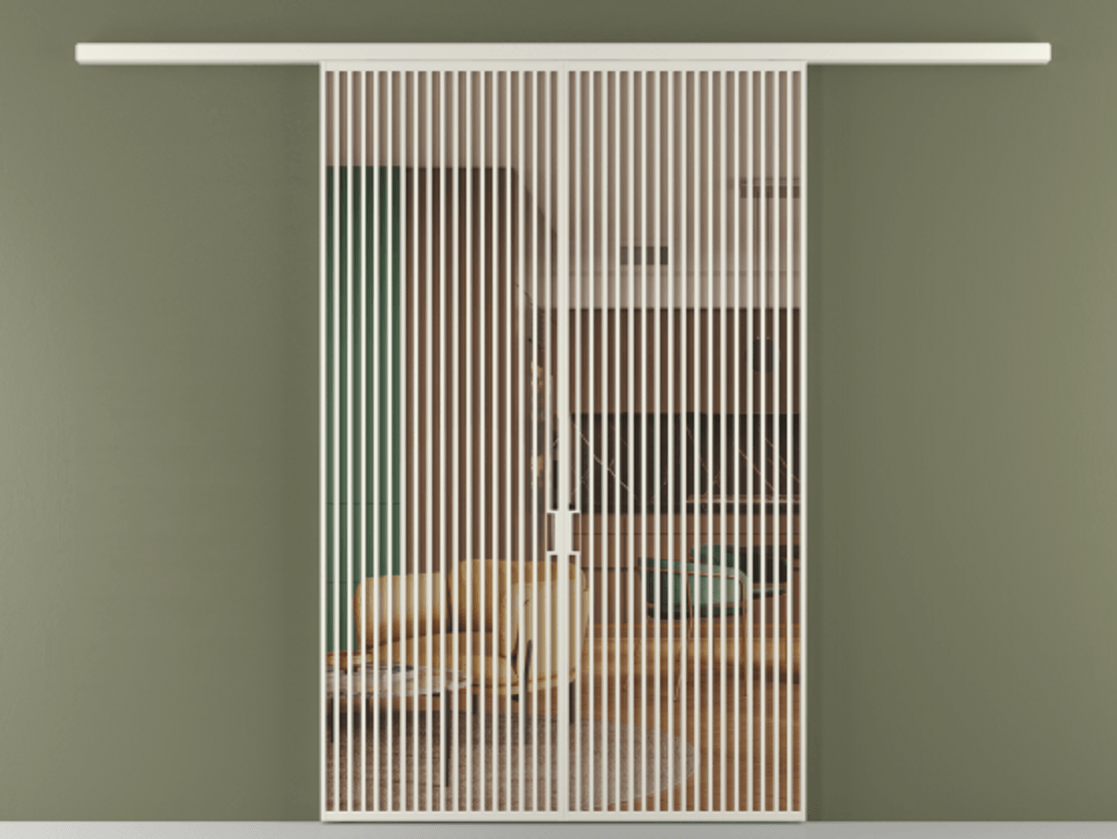 Перегородка Формато вдоль стены 2 створки АЛПР 040.06 Алюминий Белый Прозрачное оранжевое стекло, триплекс Цена 2603513 ₸ | Volhovec