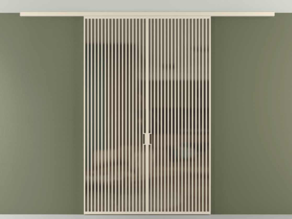 Перегородка Формато вдоль стены на потолок 2 створки АЛПР 040.06 Алюминий бежево-серый Сатинированное бронзовое стекло, триплекс Цена 3353011 ₸ | Volhovec