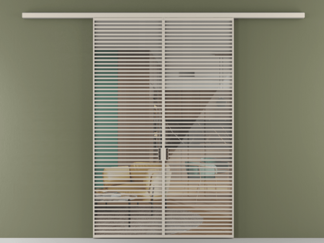 Перегородка Formato вдоль стены 2 створки АЛПР 040.07 Алюминий светло-бежевый Рефлективное прозрачное стекло "Stopsol", калёное Цена 3364200 ₸ | Volhovec