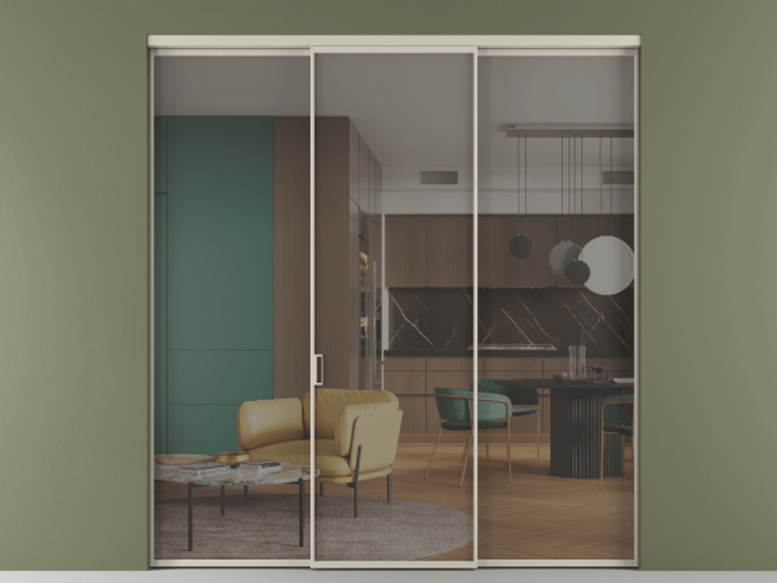 Перегородка Формато внутри проёма 3 створки АЛПР 040.01 Алюминий светло-бежевый Прозрачное серое стекло, триплекс. Цена 1701945 ₸ 1. Полотно 3 шт. (800/2100 мм)
2. Комплект установки раздвижной системы
3. Базовый комплект фурнитуры
4.Ручка Рондо. Фабрика дверей Волховец 8 (800) 551 43 19 Перегородка Формато внутри проёма 3 створки АЛПР 040.01 Алюминий светло-бежевый Прозрачное серое стекло, триплекс Цена 1701945 ₸ | Volhovec