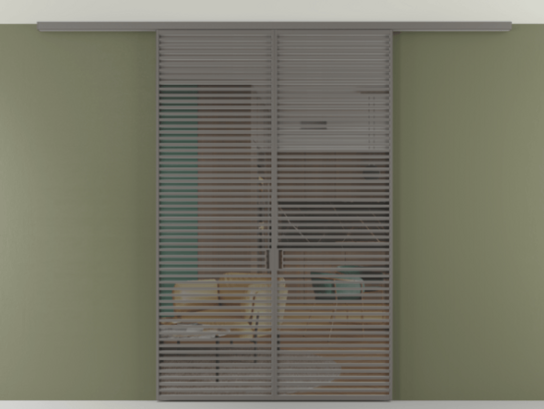 Перегородка Формато вдоль стены на потолок 2 створки АЛПР 040.07 Алюминий классический серый Прозрачное серое стекло, триплекс Цена 2777211 ₸ | Volhovec