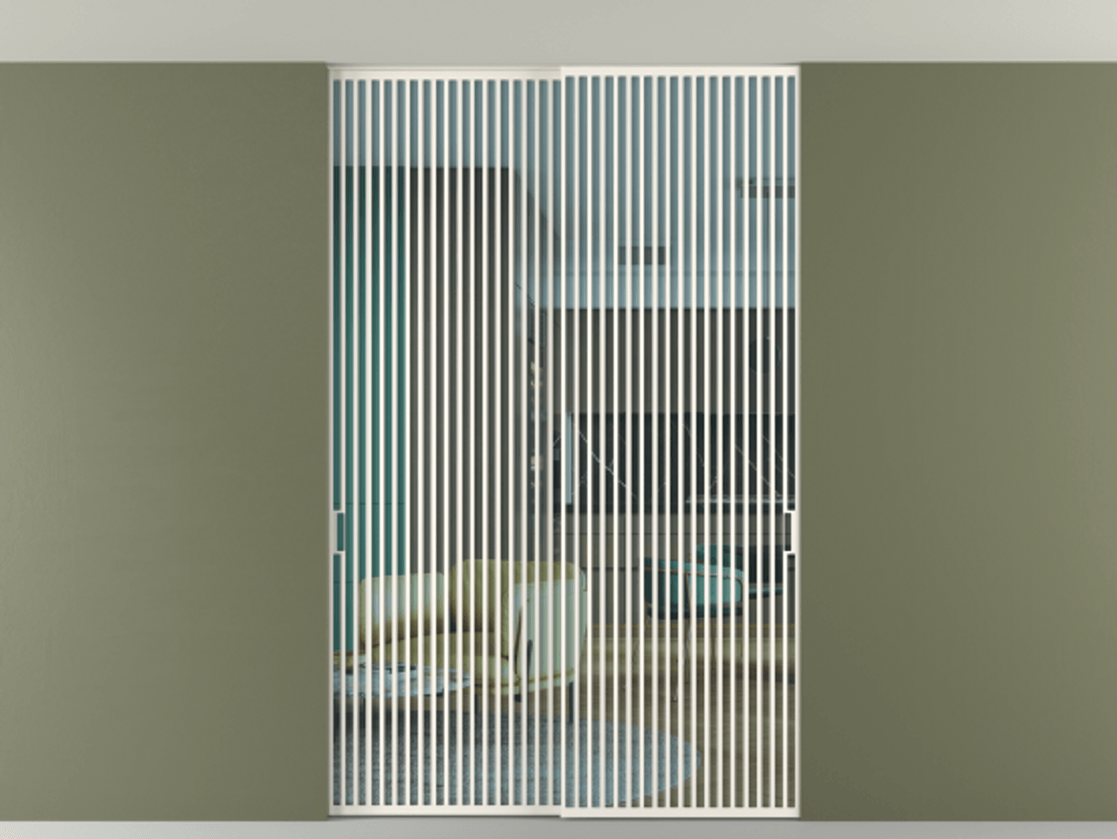 Перегородка Formato внутри проёма скрытое крепление в потолок 2 створки АЛПР 040.06 Алюминий пудровый белый Прозрачное голубое стекло, триплекс Цена 3152000 ₸ | Volhovec