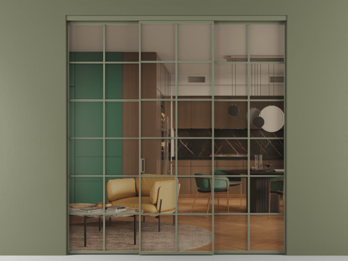 Перегородка Formato внутри проёма 3 створки АЛПР 040.05 Алюминий оливковый тёмный Прозрачное бронзовое стекло, триплекс. Цена 1667700 ₸ 1. Полотно 3 шт. (800/2100 мм)
2. Комплект установки раздвижной системы
3. Базовый комплект фурнитуры
4.Ручка RONDO. Фабрика дверей Волховец 8 (800) 551 43 19 Перегородка Formato внутри проёма 3 створки АЛПР 040.05 Алюминий оливковый тёмный Прозрачное бронзовое стекло, триплекс Цена 1667700 ₸ | Volhovec