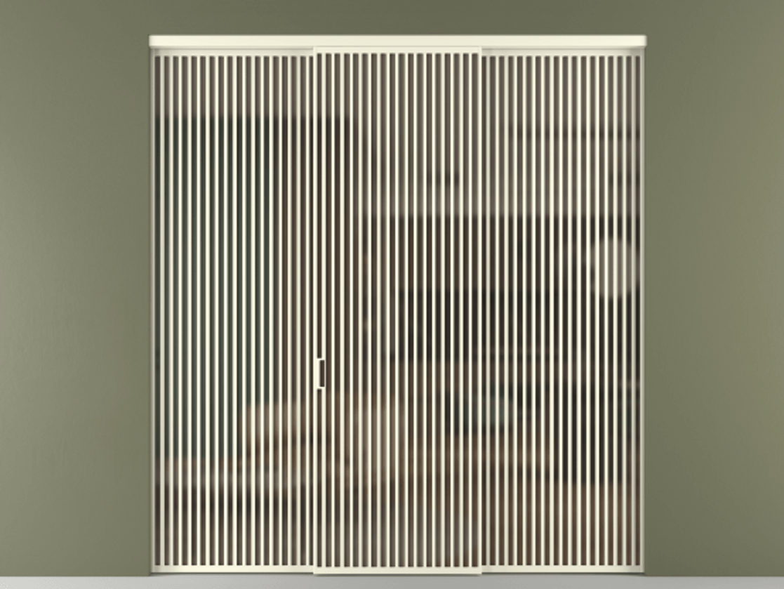 Перегородка Формато внутри проёма 3 створки АЛПР 040.06 Алюминий молочно-белый Сатинированное бронзовое стекло, триплекс Цена 3460779 ₸ | Volhovec