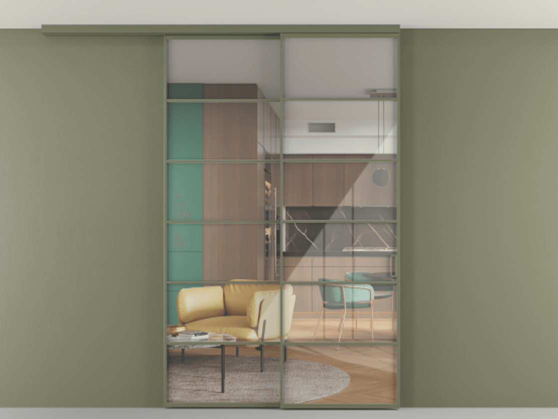 Перегородка Формато вдоль стены на потолок 2 створки с синхронным механизмом АЛПР 040.04 Алюминий оливковый тёмный Рефлективное прозрачное стекло "Стопсол", калёное. Цена 2302050 ₸ 1. Полотно 2 шт. (800/2100 мм)
2. Комплект установки раздвижной системы
3. Базовый комплект фурнитуры
4.Ручка Рондо. Фабрика дверей Волховец 8 (800) 551 43 19 Перегородка Формато вдоль стены на потолок 2 створки с синхронным механизмом АЛПР 040.04 Алюминий оливковый тёмный Рефлективное прозрачное стекло "Стопсол", калёное Цена 2302050 ₸ | Volhovec