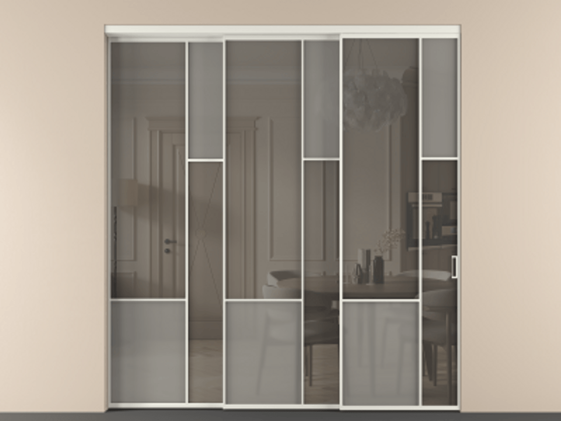 Перегородка Mosaic внутри проёма 3 створки с синхронным механизмом АЛПР 041.12 Алюминий серый Сатинированное серое стекло, триплекс, 6 мм + Прозрачное серое стекло, триплекс. Цена 3306668 ₸ . Фабрика дверей Волховец 8 (800) 551 43 19 Перегородка Mosaic внутри проёма 3 створки с синхронным механизмом АЛПР 041.12 Алюминий серый Сатинированное серое стекло, триплекс, 6 мм + Прозрачное серое стекло, триплекс Цена 3306668 ₸ | Volhovec