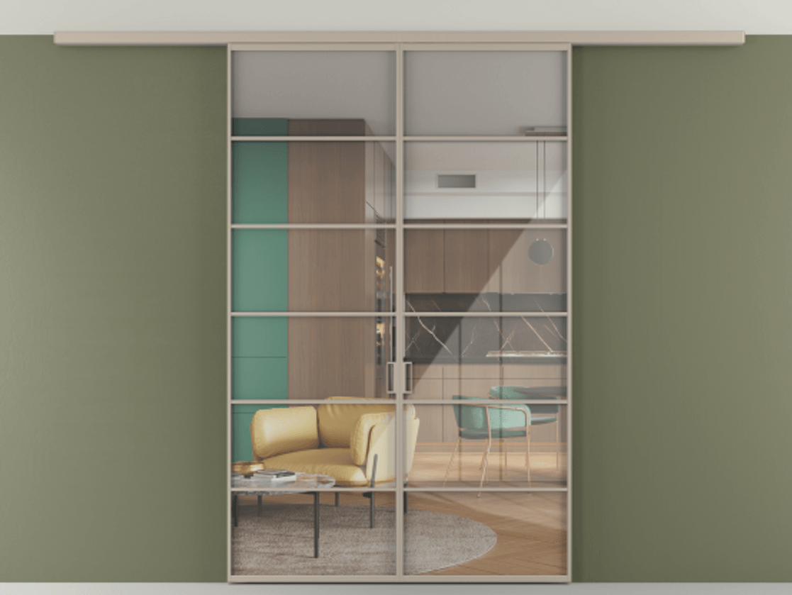 Перегородка Formato вдоль стены на потолок 2 створки АЛПР 040.04 Алюминий бисквитный Рефлективное прозрачное стекло "Стопсол", калёное. Цена 1973765 ₸ 1. Полотно 2 шт. (800/2100 мм)
2. Комплект установки раздвижной системы
3. Базовый комплект фурнитуры
4.Ручка RONDO
. Фабрика дверей Волховец 8 (800) 551 43 19 Перегородка Formato вдоль стены на потолок 2 створки АЛПР 040.04 Алюминий бисквитный Рефлективное прозрачное стекло "Стопсол", калёное Цена 1973765 ₸ | Volhovec