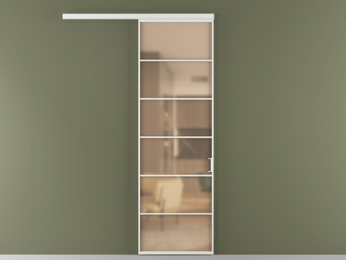 Перегородка Formato вдоль стены 1 створка АЛПР 040.04 Алюминий белоснежный Сатинированное оранжевое стекло, триплекс Цена 700900 ₸  | Volhovec