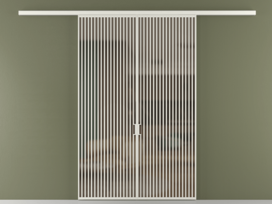 Перегородка Formato вдоль стены 2 створки АЛПР 040.06 Алюминий серый Сатинированное бронзовое стекло, триплекс Цена 3243240 ₸ | Volhovec