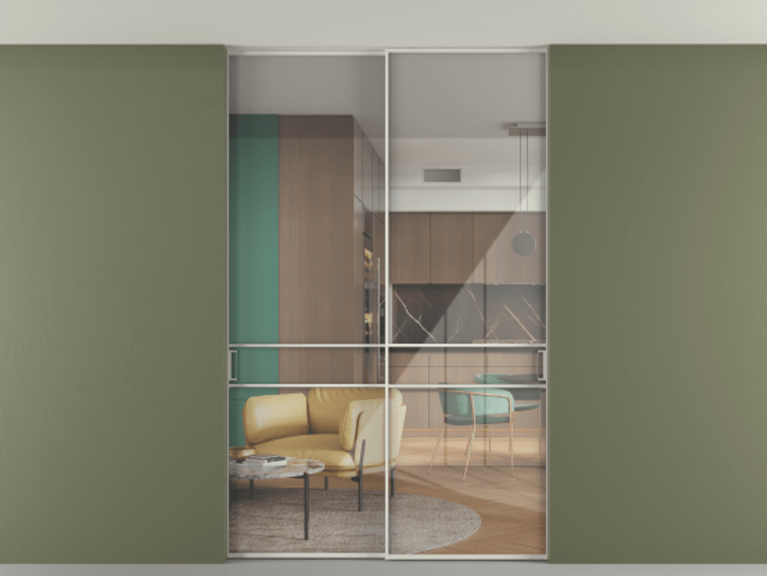 Перегородка Формато внутри проёма скрытое крепление в потолок 2 створки АЛПР 040.02 Алюминий Белый Рефлективное прозрачное стекло "Стопсол", калёное. Скрытый короб БЕЛ Цена 2249856 ₸ 1. Полотно 2 шт. (800/2100 мм)
2. Комплект установки раздвижной системы
3. Базовый комплект фурнитуры
4. Ручка Рондо. Фабрика дверей Волховец 8 (800) 551 43 19 Перегородка Формато внутри проёма скрытое крепление в потолок 2 створки АЛПР 040.02 Алюминий Белый Рефлективное прозрачное стекло "Стопсол", калёное Цена 2249856 ₸ | Volhovec