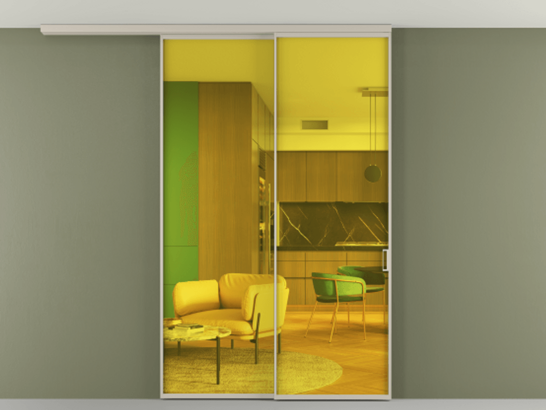 Перегородка Formato вдоль стены на потолок телескопик синхро 2 АЛПР 040.01 Алюминий светло-бежевый Прозрачное жёлтое стекло, триплекс Цена 1675300 ₸ | Volhovec