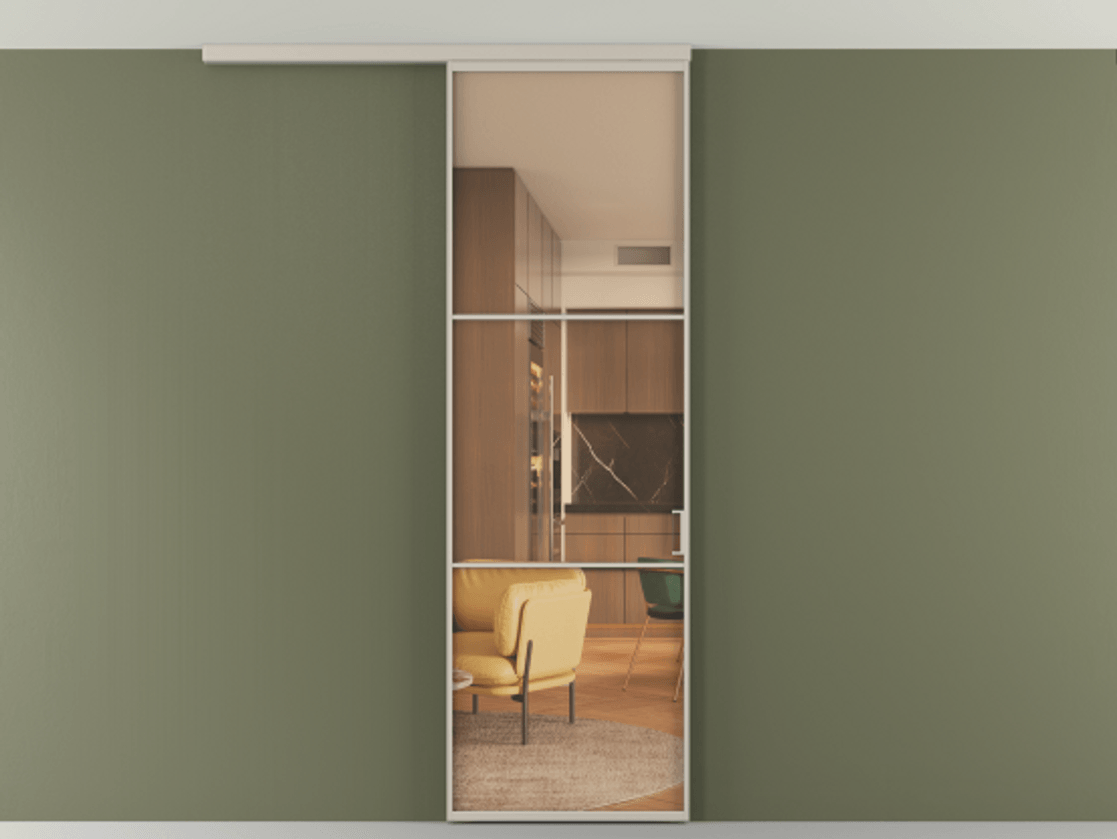 Перегородка Formato вдоль стены на потолок одностворчатая #VENDORCODE# #FURNISH# #GLASS# Цена #PRICE# #CURRENCY# | Volhovec