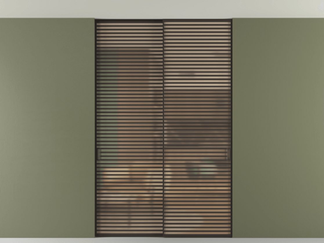 Перегородка Formato внутри проёма скрытое крепление в потолок 2 створки АЛПР 040.07 Алюминий антрацит Сатинированное оранжевое стекло, триплекс Цена 3818707 ₸ | Volhovec