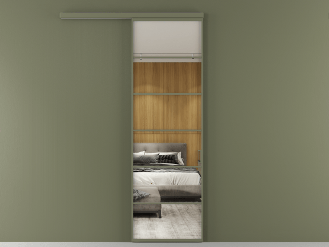 Перегородка Формато вдоль стены 1 створка АЛПР 040.04 Алюминий оливковый тёмный Двустороннее зеркало, триплекс , триплекс 6 мм Цена 849139 ₸  | Volhovec