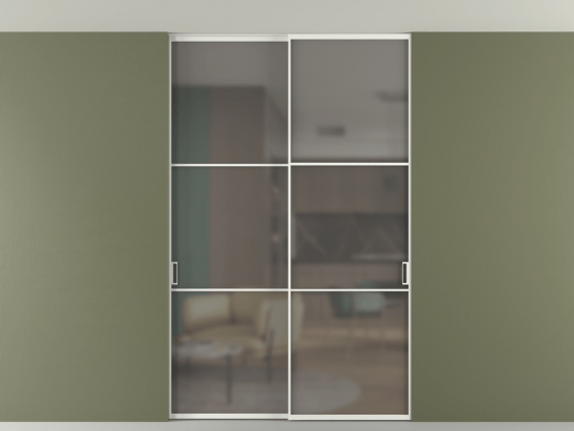 Перегородка Формато внутри проёма скрытое крепление в потолок 2 створки АЛПР 040.03 Алюминий светло-серый Сатинированное серое стекло, триплекс. Цена 1876505 ₸ 1. Полотно 2 шт. (800/2100 мм)
2. Комплект установки раздвижной системы
3. Базовый комплект фурнитуры
4. Ручка Рондо. Фабрика дверей Волховец 8 (800) 551 43 19 Перегородка Формато внутри проёма скрытое крепление в потолок 2 створки АЛПР 040.03 Алюминий светло-серый Сатинированное серое стекло, триплекс Цена 1876505 ₸ | Volhovec