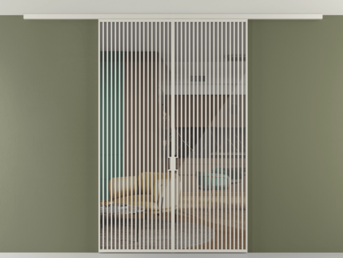 Перегородка Формато вдоль стены на потолок 2 створки АЛПР 040.06 Алюминий тёплый серый Рефлективное прозрачное стекло "Стопсол", калёное Цена 3473971 ₸ | Volhovec