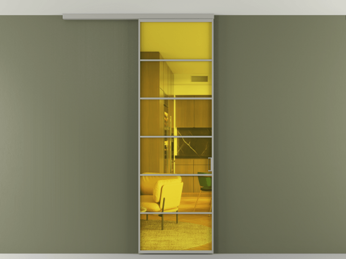 Перегородка Formato вдоль стены на потолок одностворчатая #VENDORCODE# #FURNISH# #GLASS# Цена #PRICE# #CURRENCY# | Volhovec