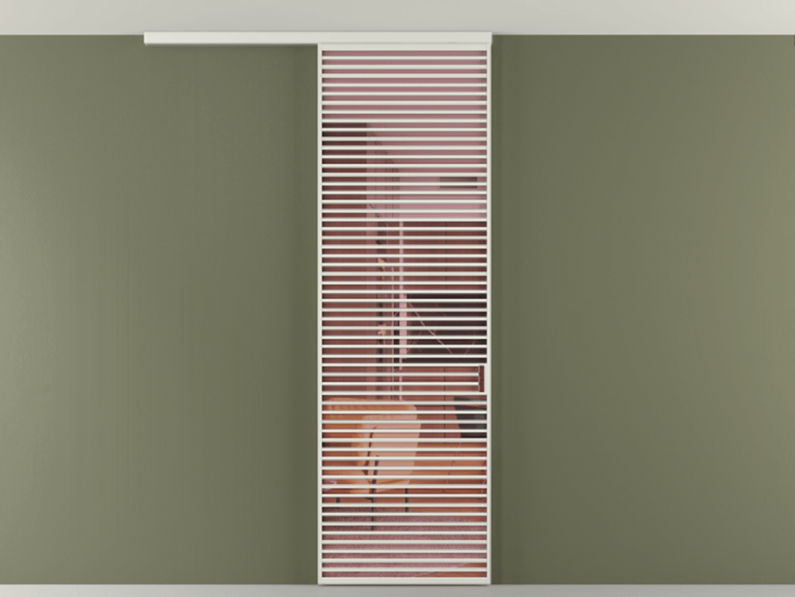 Перегородка Formato вдоль стены на потолок 1 створка АЛПР 040.07 Алюминий серый Прозрачное розовое стекло, триплекс Цена 1405900 ₸ | Volhovec