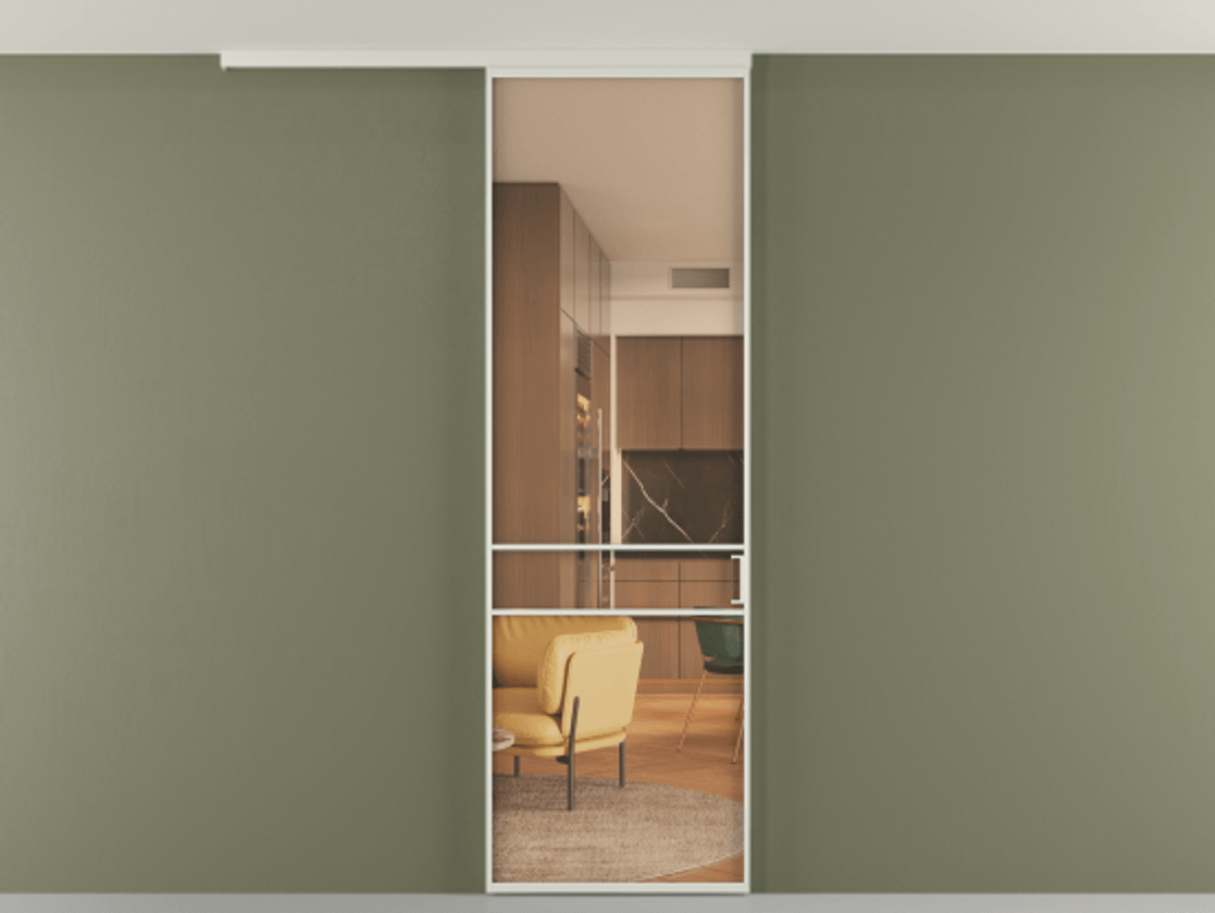 Перегородка Formato вдоль стены на потолок одностворчатая #VENDORCODE# #FURNISH# #GLASS# Цена #PRICE# #CURRENCY# | Volhovec
