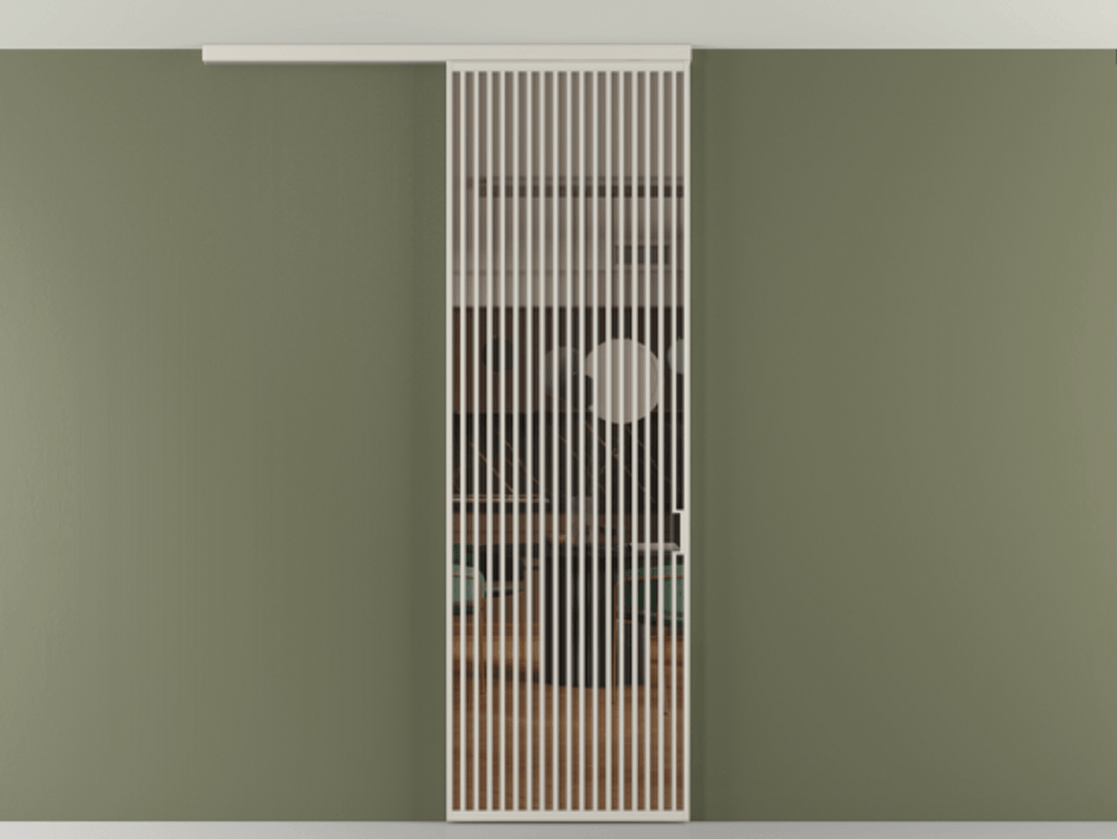 Перегородка Формато вдоль стены на потолок 1 створка АЛПР 040.06 Алюминий облачно-серый Прозрачное бронзовое стекло, триплекс Цена 1415444 ₸ | Volhovec