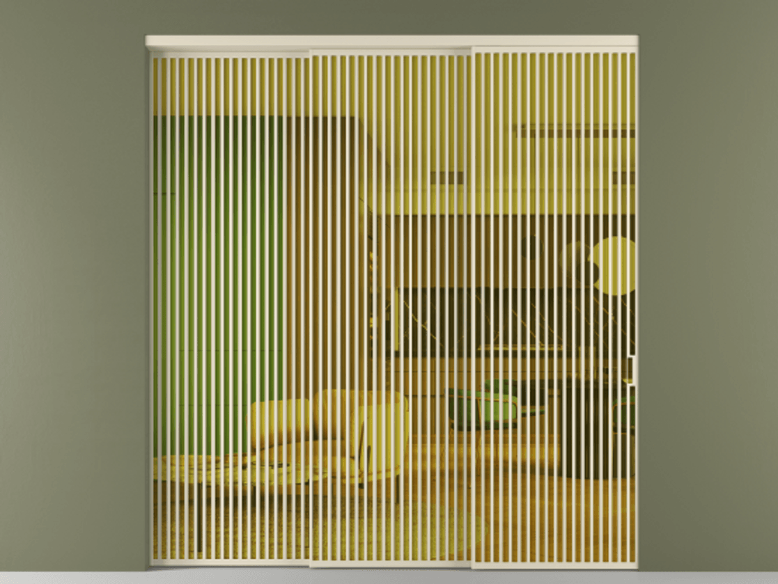 Перегородка Формато внутри проёма 3 створки с синхронным механизмом АЛПР 040.06 Алюминий бежево-серый Прозрачное жёлтое стекло, триплекс Цена 4382834 ₸  | Volhovec