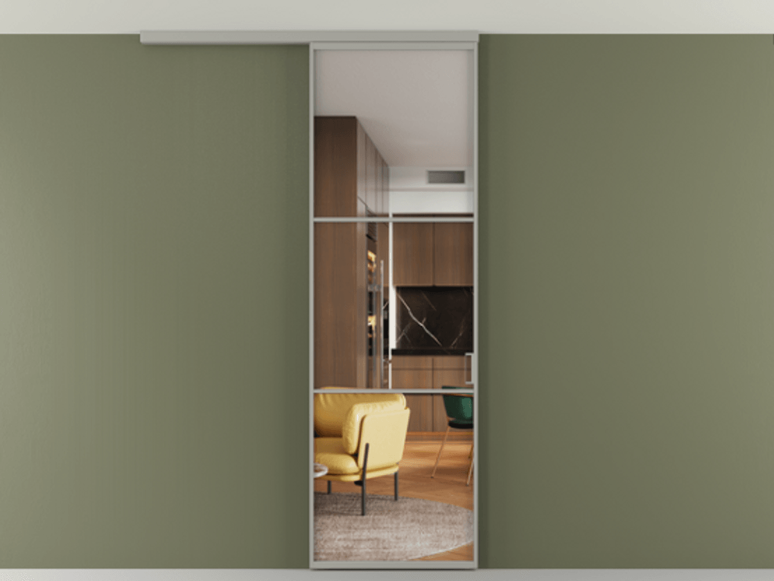 Перегородка Formato вдоль стены на потолок одностворчатая #VENDORCODE# #FURNISH# #GLASS# Цена #PRICE# #CURRENCY# | Volhovec