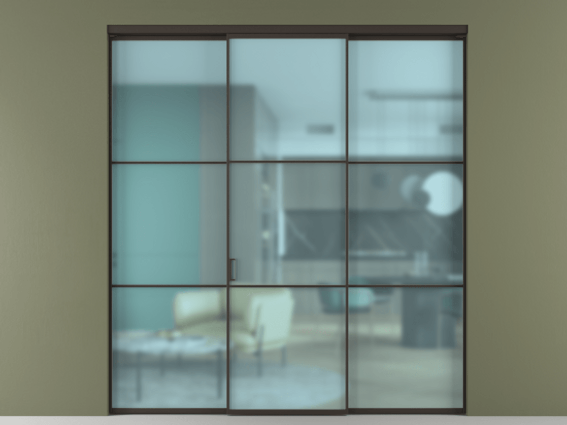 Перегородка Formato внутри проёма 3 створки АЛПР 040.03 Алюминий антрацит Сатинированное голубое стекло, триплекс. Цена 1550900 ₸ 1. Полотно 3 шт. (800/2100 мм)
2. Комплект установки раздвижной системы
3. Базовый комплект фурнитуры
4.Ручка RONDO. Фабрика дверей Волховец 8 (800) 551 43 19 Перегородка Formato внутри проёма 3 створки АЛПР 040.03 Алюминий антрацит Сатинированное голубое стекло, триплекс Цена 1550900 ₸ | Volhovec