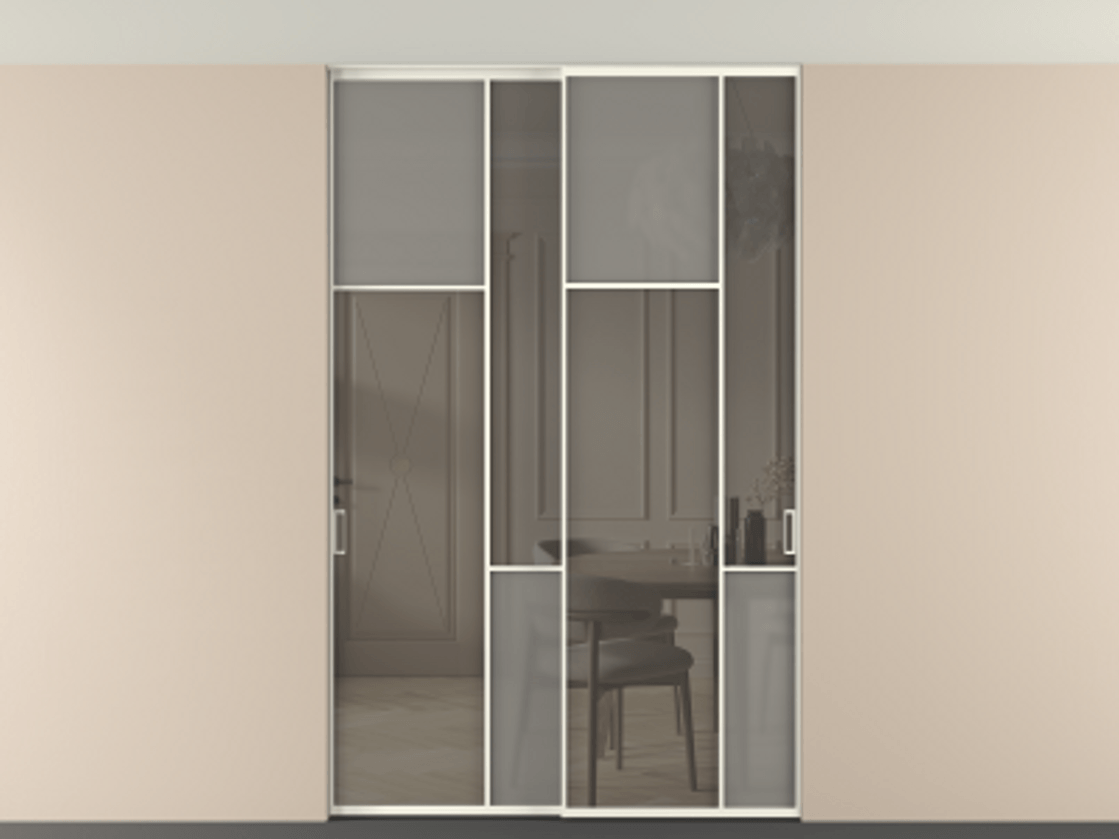 Перегородка Мозаик внутри проёма скрытое крепление в потолок 2 створки АЛПР 041.10 Алюминий жемчужный Сатинированное серое стекло, триплекс, 6 мм + Прозрачное серое стекло, триплекс. Цена 2453825 ₸ . Фабрика дверей Волховец 8 (800) 551 43 19 Перегородка Мозаик внутри проёма скрытое крепление в потолок 2 створки АЛПР 041.10 Алюминий жемчужный Сатинированное серое стекло, триплекс, 6 мм + Прозрачное серое стекло, триплекс Цена 2453825 ₸ | Volhovec