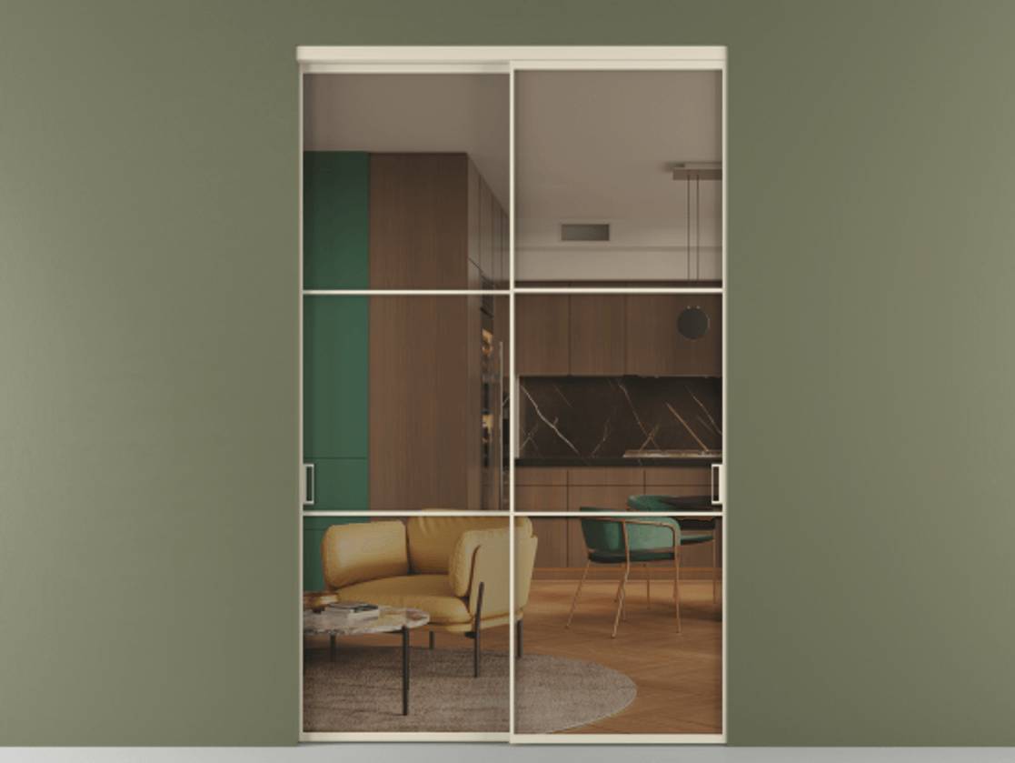 Перегородка Формато внутри проёма 2 створки АЛПР 040.03 Алюминий бежево-серый Прозрачное бронзовое стекло, триплекс. Цена 3211110 ₸ 1. Полотно 2 шт. (800/2100 мм)
2. Комплект установки раздвижной системы
3. Базовый комплект фурнитуры
4.Ручка Рондо. Фабрика дверей Волховец 8 (800) 551 43 19 Перегородка Формато внутри проёма 2 створки АЛПР 040.03 Алюминий бежево-серый Прозрачное бронзовое стекло, триплекс Цена 3211110 ₸ | Volhovec