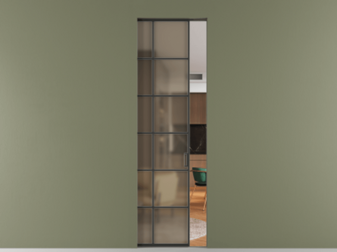 Перегородка Formato скрытый пенал 1 створка АЛПР 040.05 Алюминий Черный Сатинированное бронзовое стекло, триплекс Цена 1087000 ₸ | Volhovec