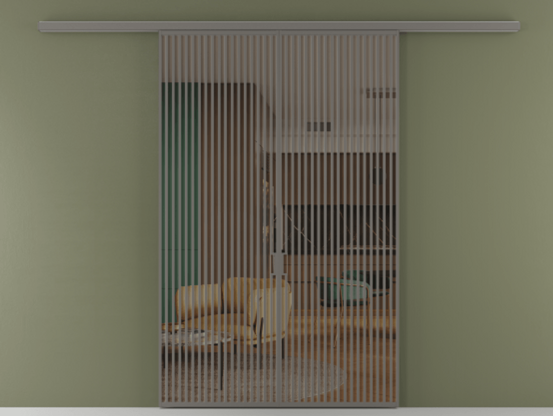 Перегородка Formato вдоль стены 2 створки АЛПР 040.06 Алюминий классический серый Прозрачное бронзовое стекло, триплекс Цена 2244900 ₸ | Volhovec