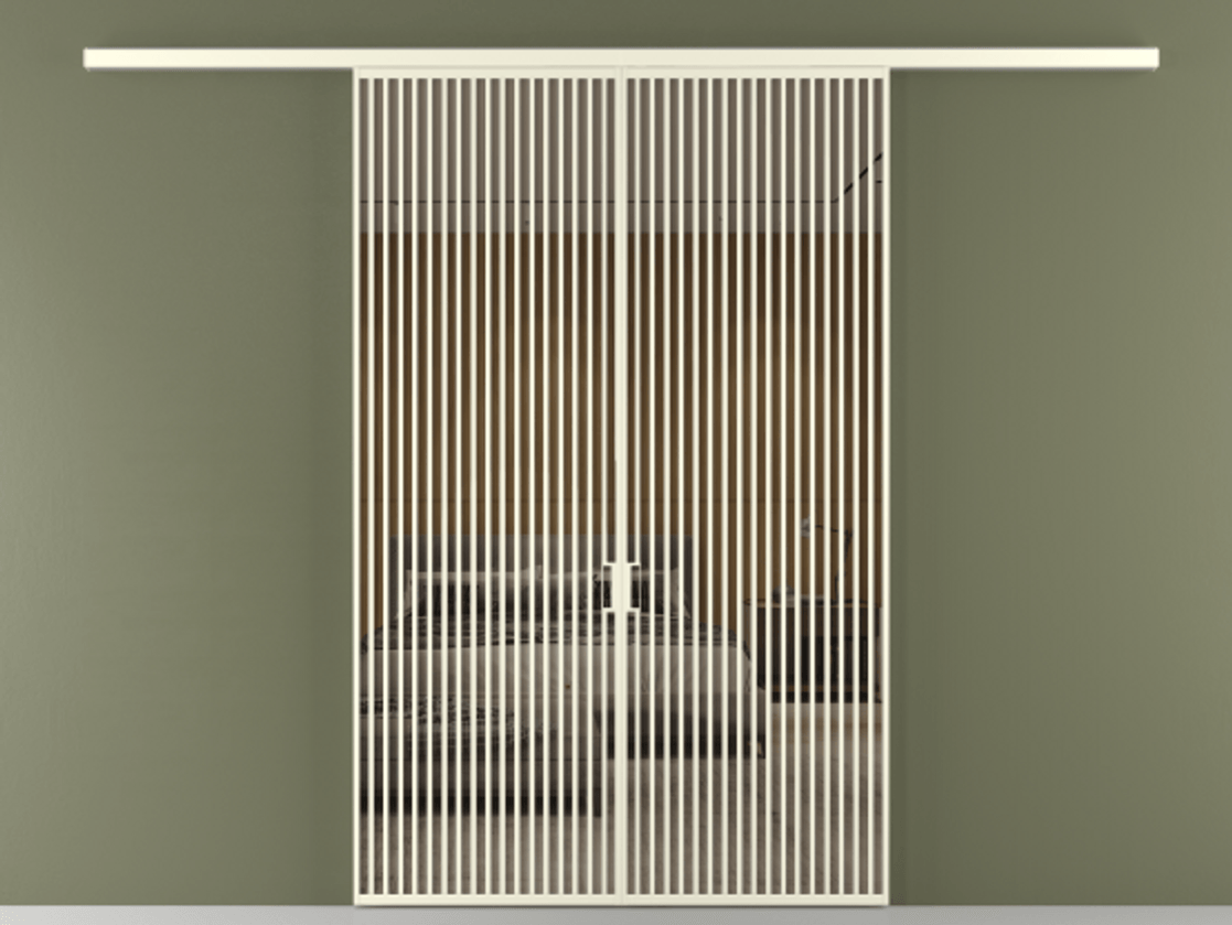 Перегородка Формато вдоль стены 2 створки АЛПР 040.06 Алюминий молочно-белый Рефлективное бронзовое стекло "Стопсол", калёное Цена 3364200 ₸ | Volhovec