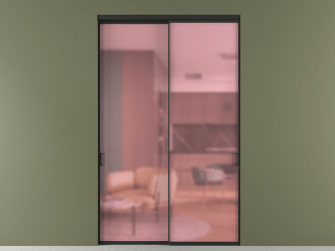 Перегородка Formato внутри проёма 2 створки АЛПР 040.01 Алюминий Черный Сатинированное розовое стекло, триплекс Цена 2682000 ₸  | Volhovec