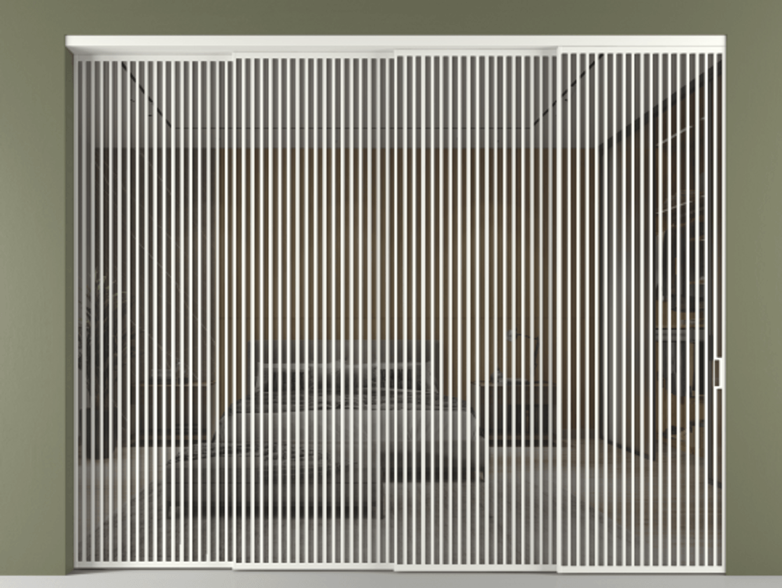 Перегородка Формато внутри проёма 4 створки с синхронным механизмом АЛПР 040.06 Алюминий светло-серый Рефлективное серое стекло "Стопсол", калёное. Цена 6070075 ₸ 1. Полотно 4 шт. (800/2100 мм)
2. Комплект установки раздвижной системы
3. Базовый комплект фурнитуры
4. Комплект фурнитуры телескопик синхро-3
5. Ручка Рондо. Фабрика дверей Волховец 8 (800) 551 43 19 Перегородка Формато внутри проёма 4 створки с синхронным механизмом АЛПР 040.06 Алюминий светло-серый Рефлективное серое стекло "Стопсол", калёное Цена 6070075 ₸ | Volhovec