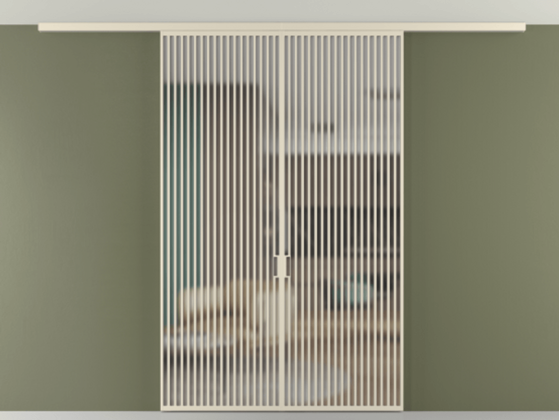 Перегородка Формато вдоль стены на потолок 2 створки АЛПР 040.06 Алюминий бежево-серый Сатинированное стекло "Мателюкс Кристал Вижн", калёное, матовое, каленое 6 мм Цена 2873979 ₸ | Volhovec