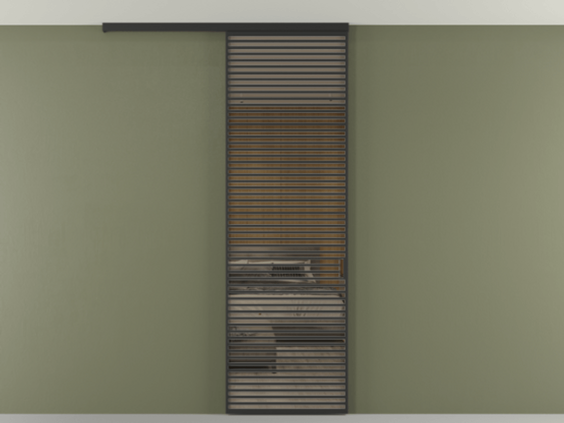 Перегородка Формато вдоль стены на потолок 1 створка АЛПР 040.07 Алюминий Черный Рефлективное бронзовое стекло "Стопсол", калёное Цена 1689509 ₸ | Volhovec