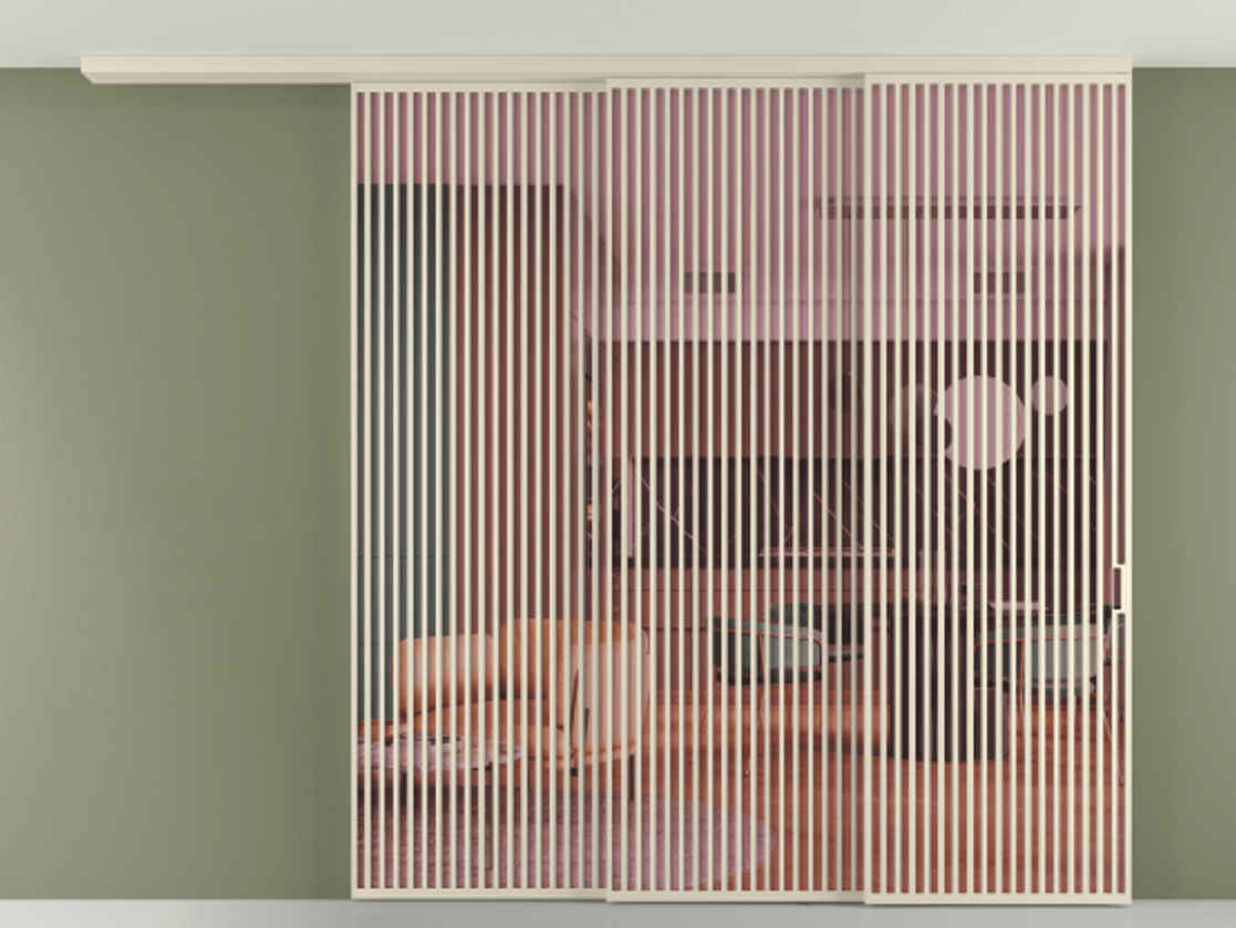 Перегородка Formato вдоль стены на потолок телескопик синхро 3 АЛПР 040.06 Алюминий бежево-серый Прозрачное розовое стекло, триплекс Цена 4087700 ₸ | Volhovec