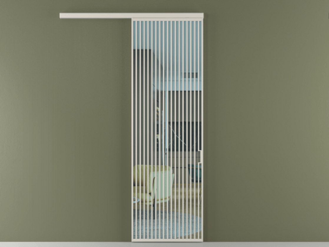 Перегородка Formato вдоль стены 1 створка АЛПР 040.06 Алюминий облачно-серый Прозрачное голубое стекло, триплекс Цена 1151200 ₸  | Volhovec